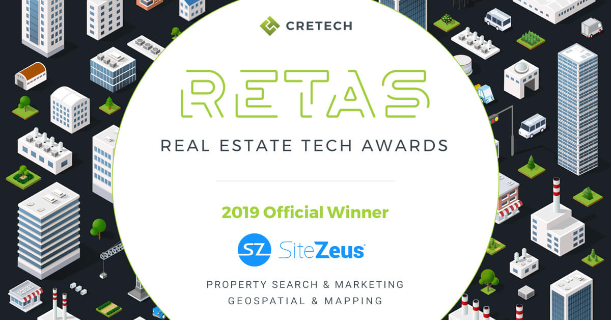 SiteZeus named #1 property search and mapping platform for CRE at 2019 real estate technology award (#RETAS)